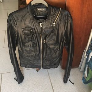 Members only black leather bomber jacket